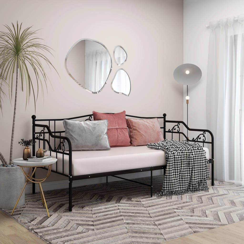 vidaXL Sofa Bed Frame | Black | Powder-coated metal | 90x200 cm