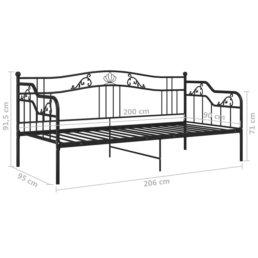 vidaXL Sofa Bed Frame | Black | Powder-coated metal | 90x200 cm