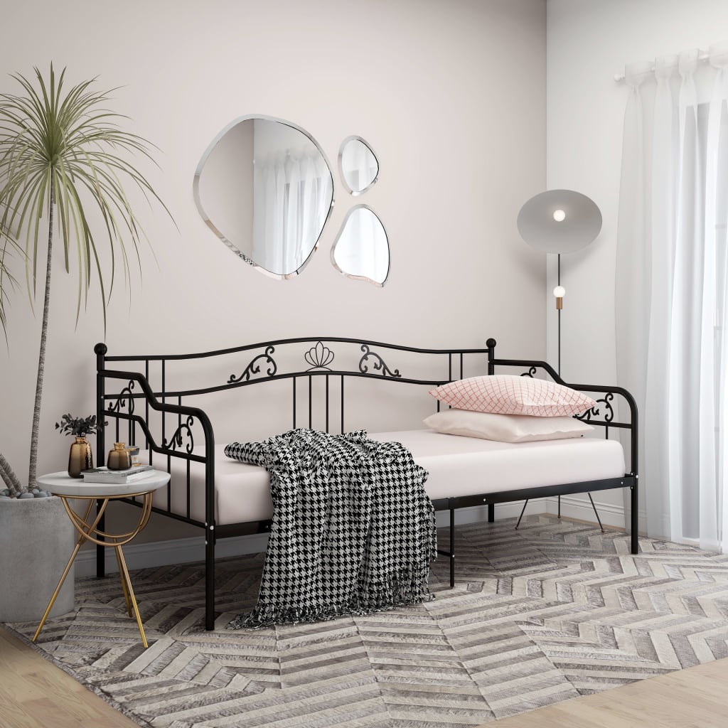 vidaXL Sofa Bed Frame | Black | Powder-coated metal | 90x200 cm