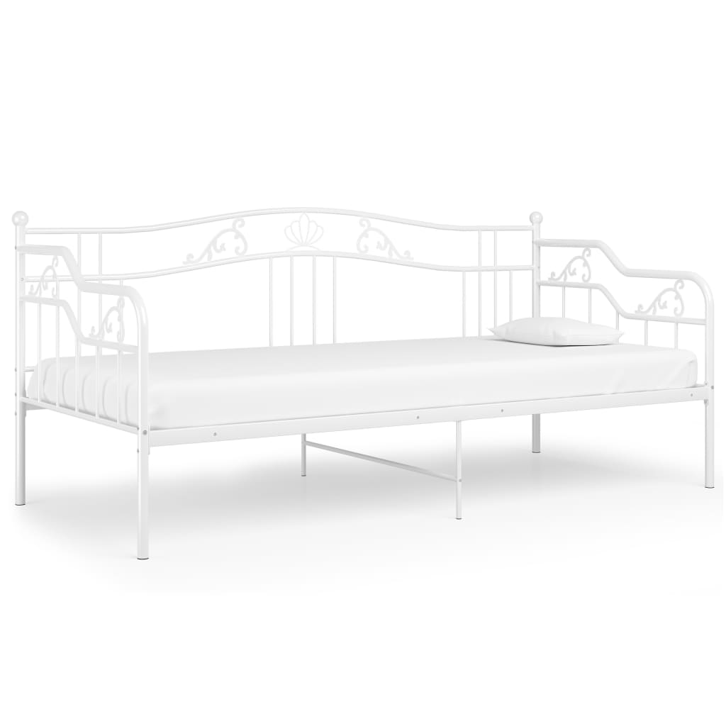 vidaXL Sofa Bed Frame | White | Powder-Coated Metal | 90x200 cm