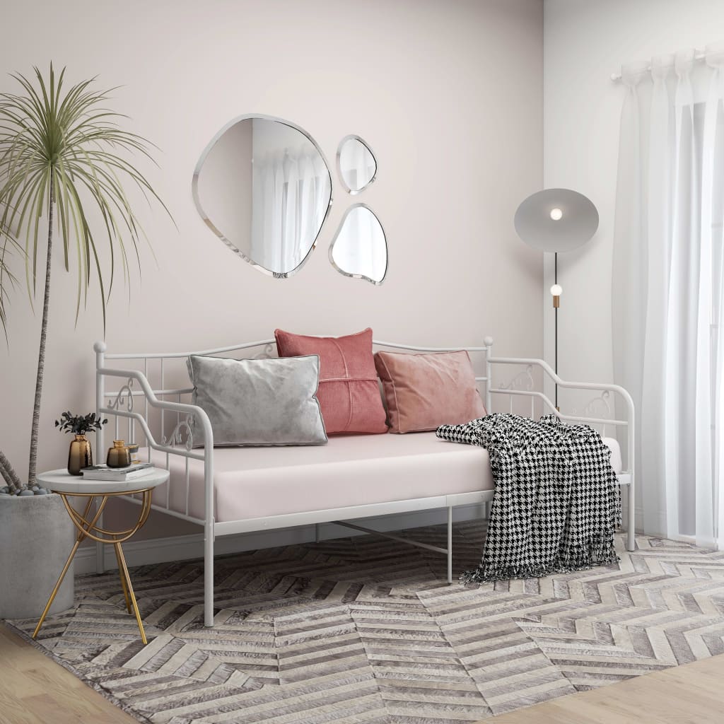 vidaXL Sofa Bed Frame | White | Powder-Coated Metal | 90x200 cm