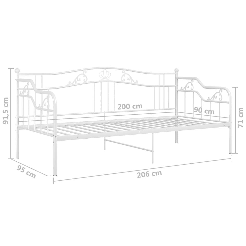 vidaXL Sofa Bed Frame | White | Powder-Coated Metal | 90x200 cm