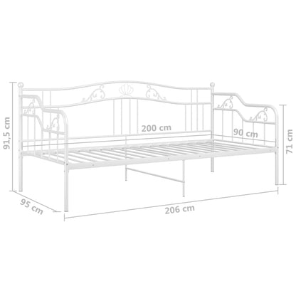 vidaXL Sofa Bed Frame | White | Powder-Coated Metal | 90x200 cm