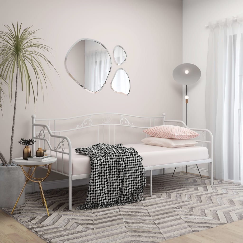 vidaXL Sofa Bed Frame | White | Powder-Coated Metal | 90x200 cm