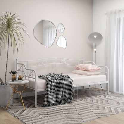 vidaXL Sofa Bed Frame | White | Powder-Coated Metal | 90x200 cm