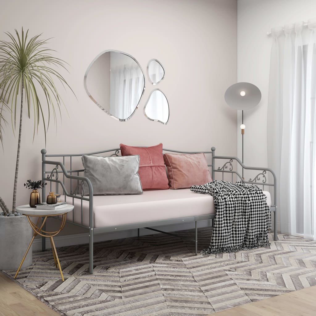 vidaXL Sofa Bed Frame | Grey | Powder-coated metal | 200 x 90 cm mattress size