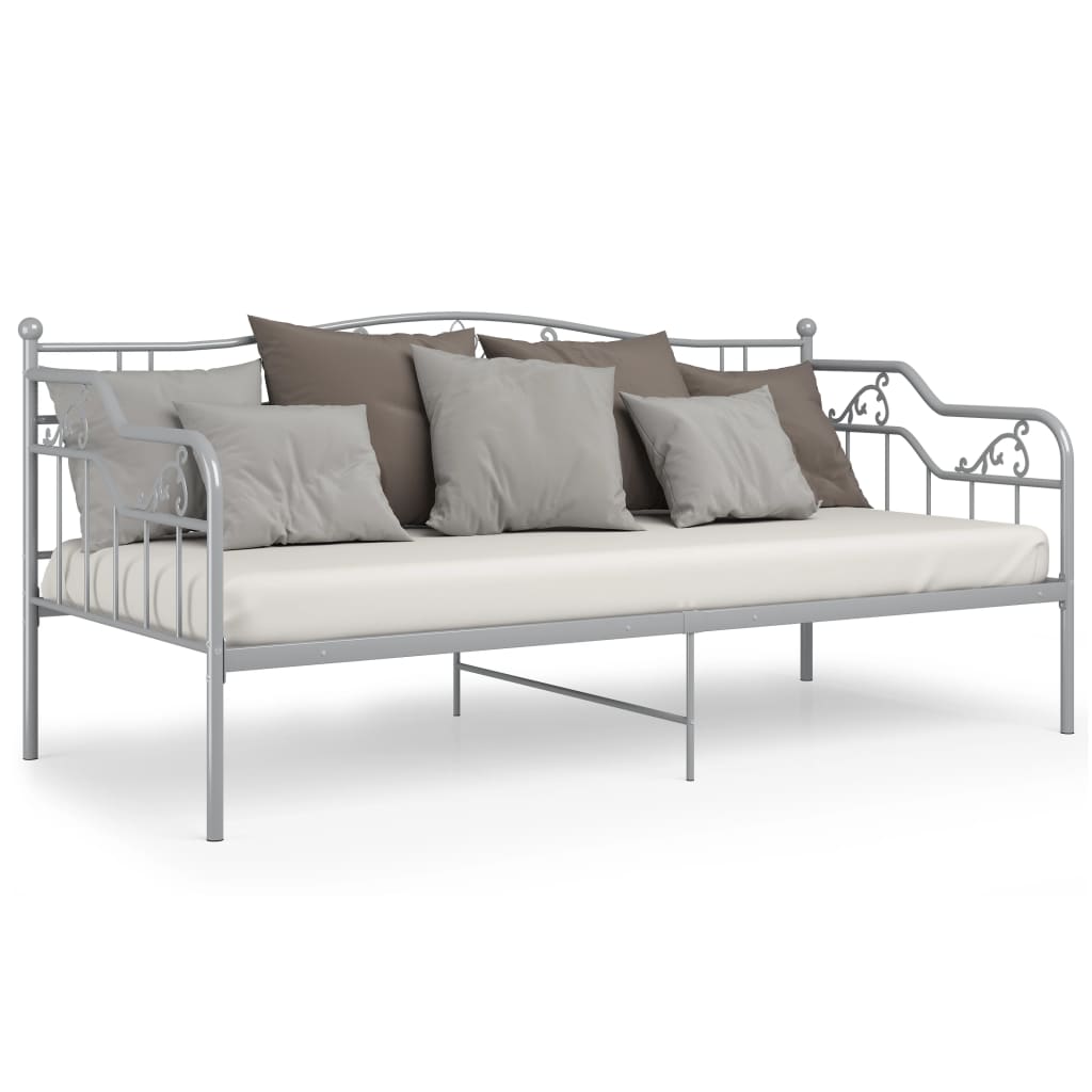 vidaXL Sofa Bed Frame | Grey | Powder-coated metal | 200 x 90 cm mattress size