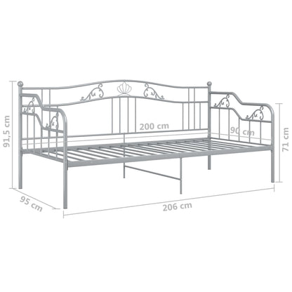 vidaXL Sofa Bed Frame | Grey | Powder-coated metal | 200 x 90 cm mattress size