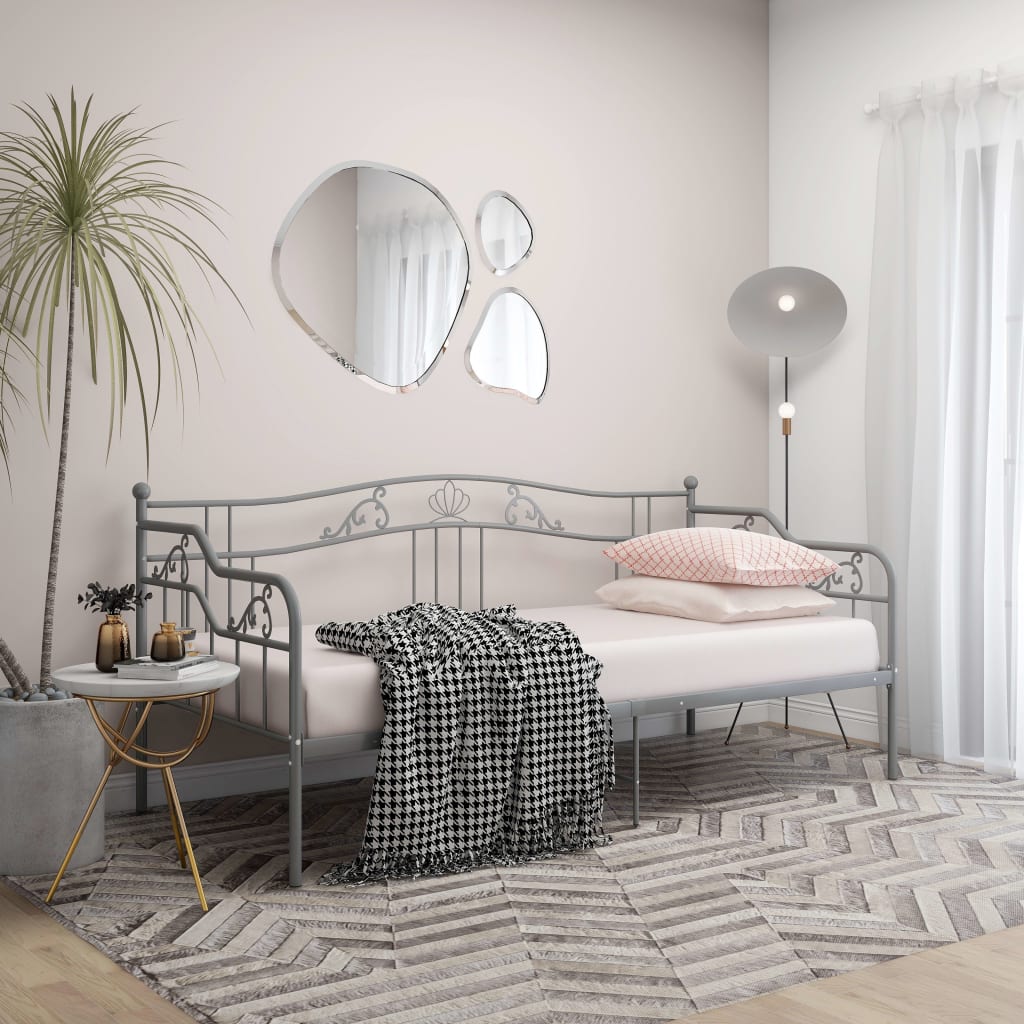 vidaXL Sofa Bed Frame | Grey | Powder-coated metal | 200 x 90 cm mattress size
