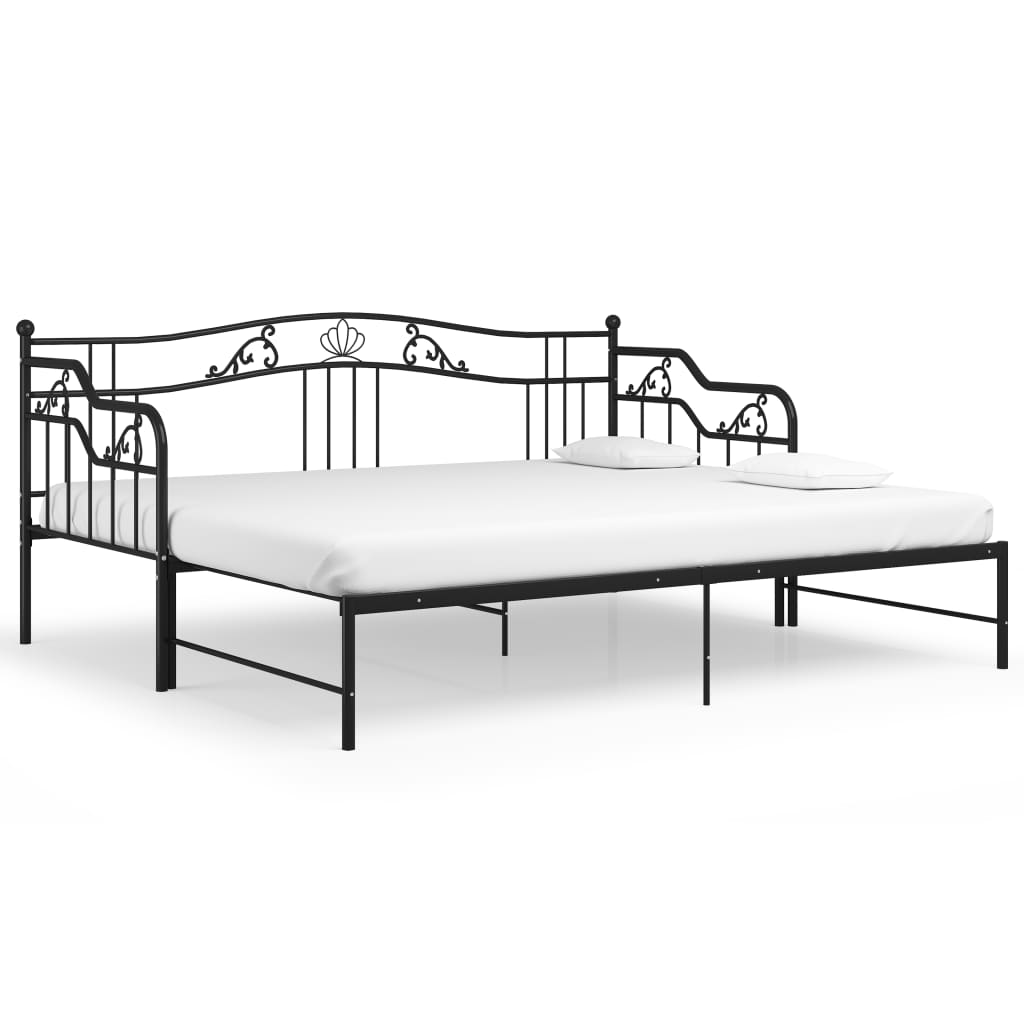 vidaXL Pull-out Sofa Bed Frame without Mattress Black Metal 90x200 cm