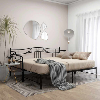 vidaXL Pull-out Sofa Bed Frame without Mattress Black Metal 90x200 cm