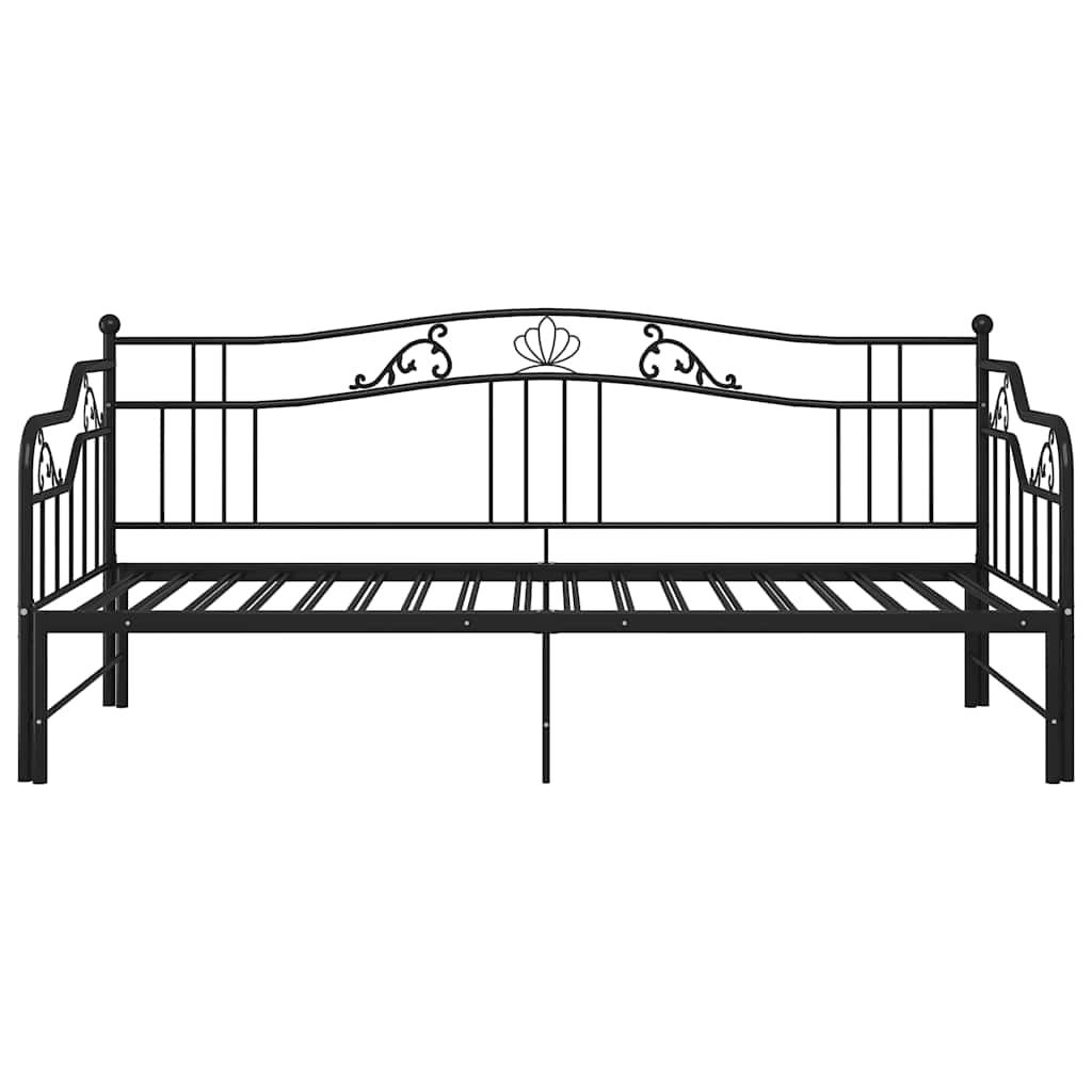 vidaXL Pull-out Sofa Bed Frame without Mattress Black Metal 90x200 cm