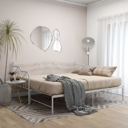 vidaXL Pull-out Sofa Bed Frame without Mattress White Metal 90x200 cm