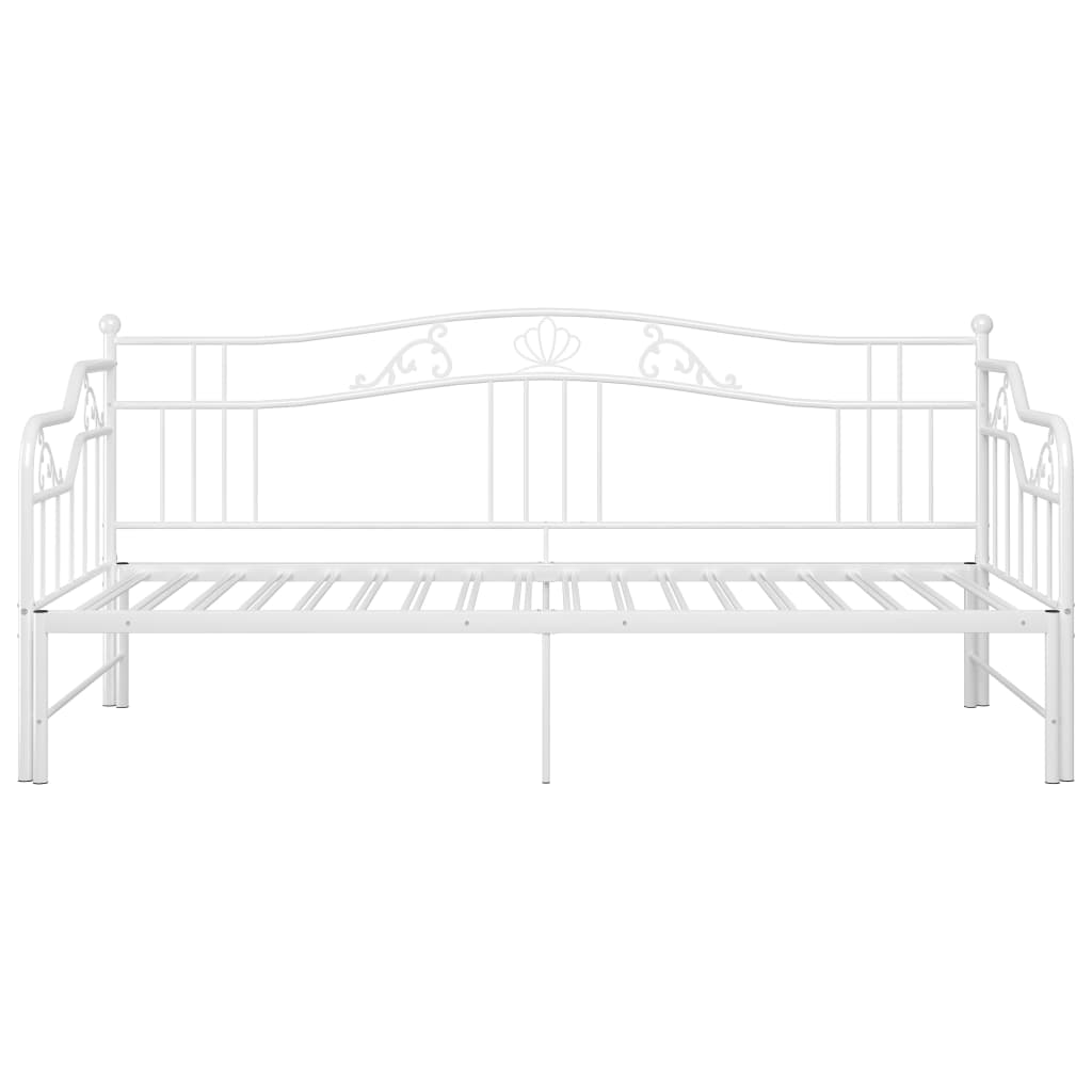 vidaXL Pull-out Sofa Bed Frame without Mattress White Metal 90x200 cm