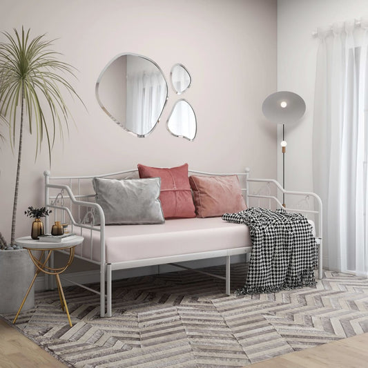vidaXL Sofa Bed Frame | White | Powder-coated metal | Single