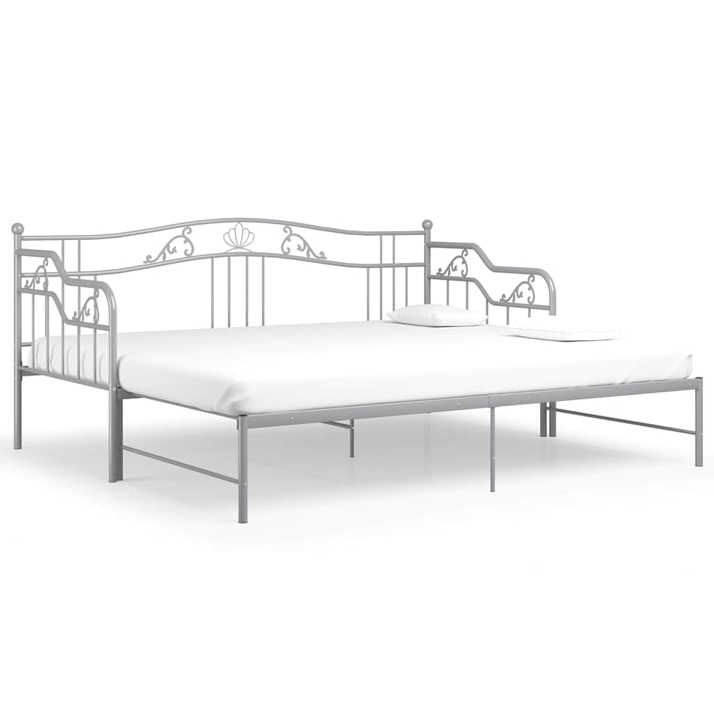 vidaXL Pull-out Sofa Bed Frame without Mattress Grey Metal 90x200 cm