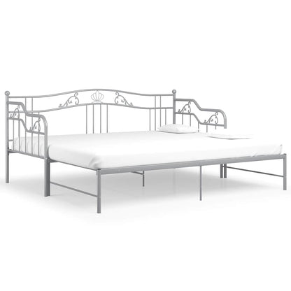vidaXL Pull-out Sofa Bed Frame without Mattress Grey Metal 90x200 cm