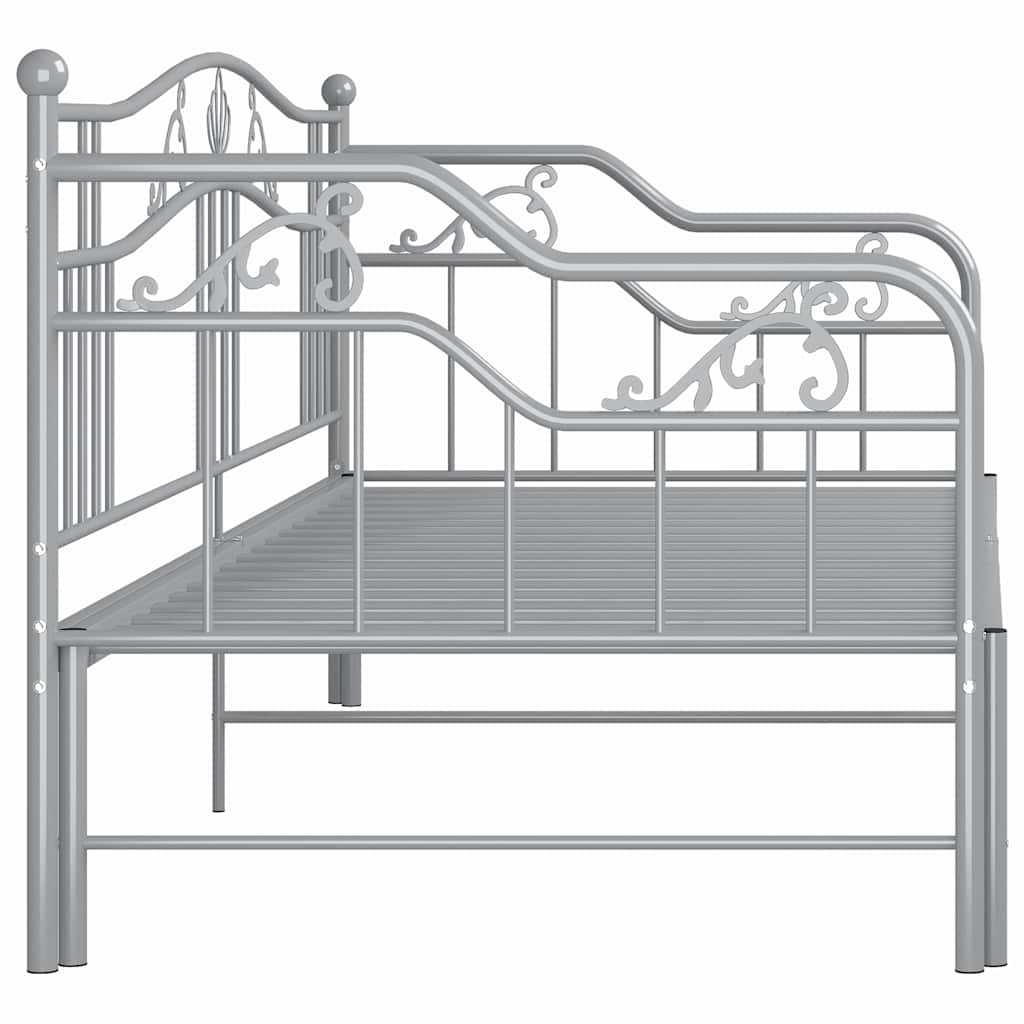 vidaXL Pull-out Sofa Bed Frame without Mattress Grey Metal 90x200 cm