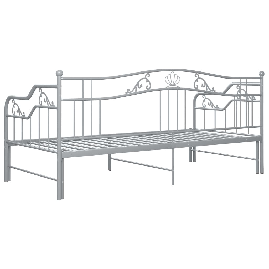 vidaXL Pull-out Sofa Bed Frame without Mattress Grey Metal 90x200 cm