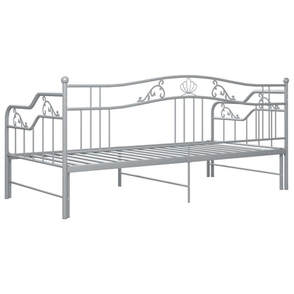 vidaXL Pull-out Sofa Bed Frame without Mattress Grey Metal 90x200 cm