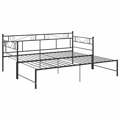 vidaXL Pull-out Sofa Bed Frame without Mattress Black Metal 90x200 cm