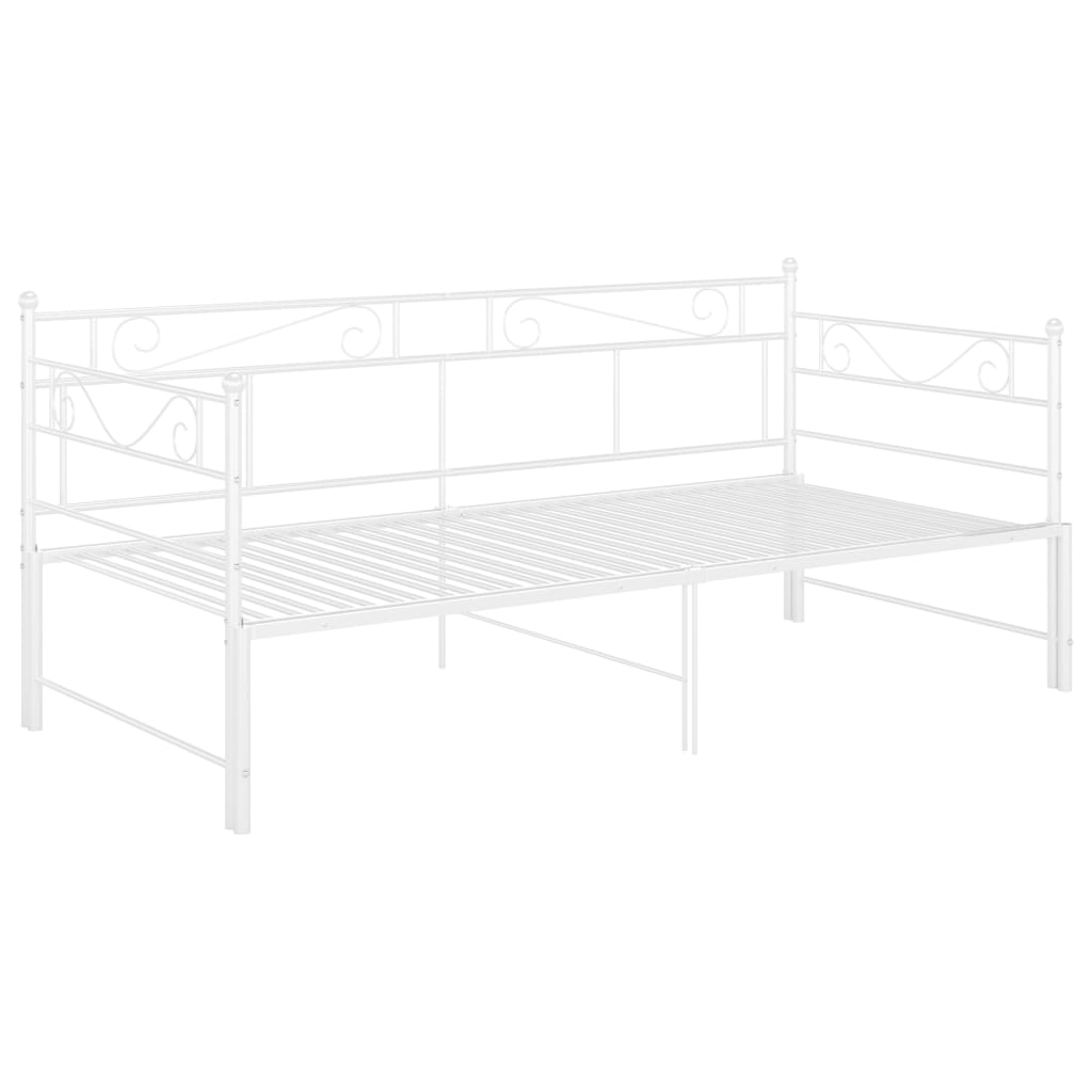 vidaXL Sofa Bed Frame | White | Powder-coated metal | Standard Single