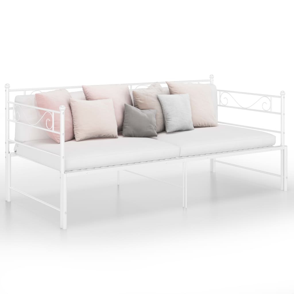 vidaXL Sofa Bed Frame | White | Powder-coated metal | Standard Single