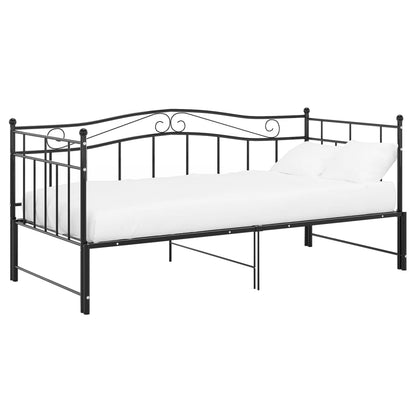 vidaXL Pull-out Sofa Bed Frame without Mattress Black Metal 90x200 cm