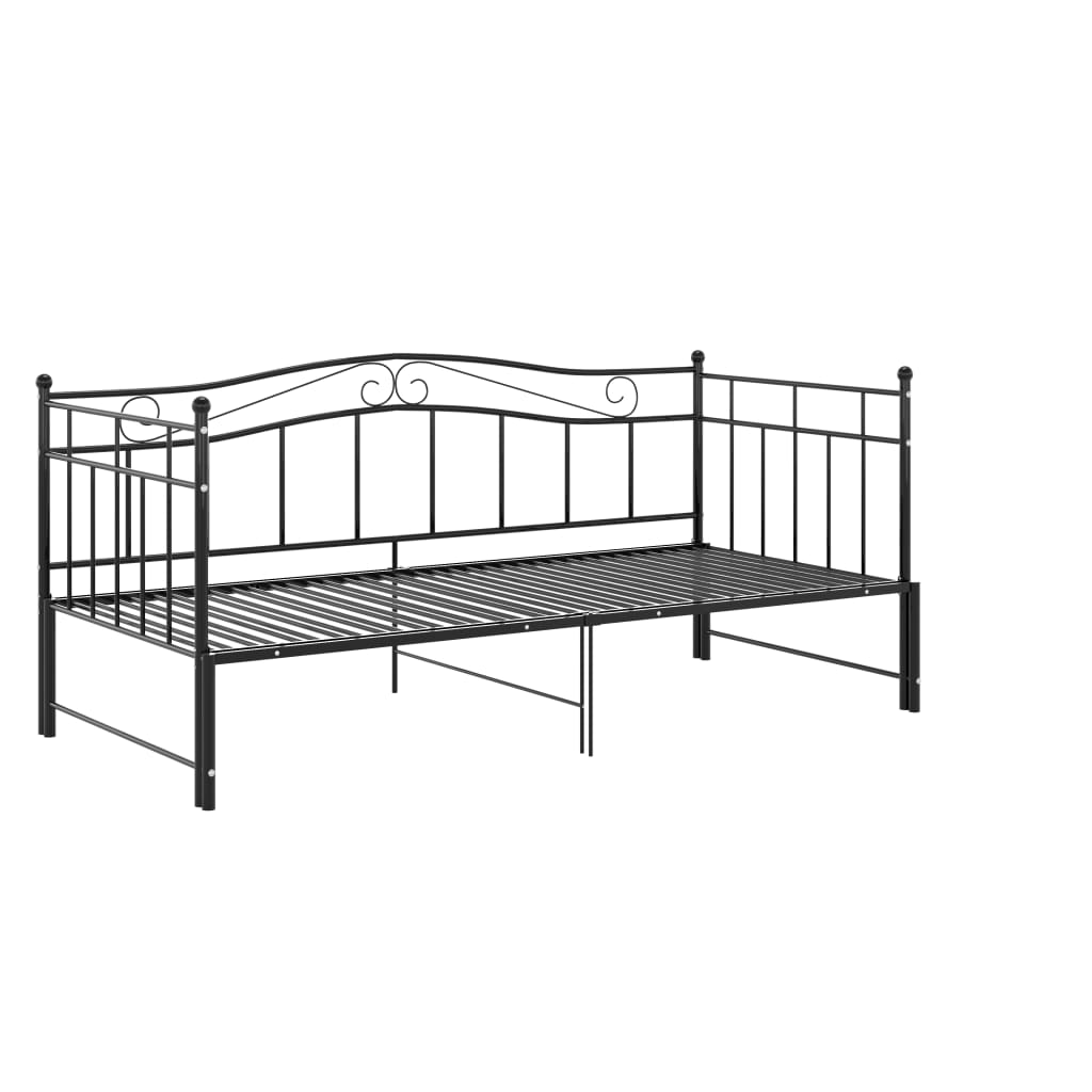 vidaXL Pull-out Sofa Bed Frame without Mattress Black Metal 90x200 cm