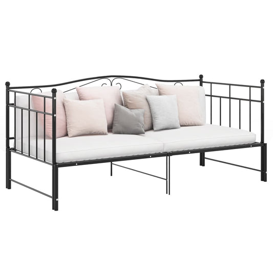 vidaXL Pull-out Sofa Bed Frame without Mattress Black Metal 90x200 cm