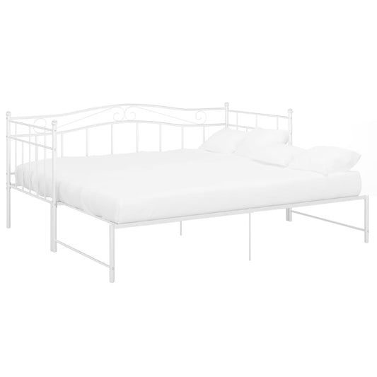 vidaXL Pull-out Sofa Bed Frame without Mattress White Metal 90x200 cm