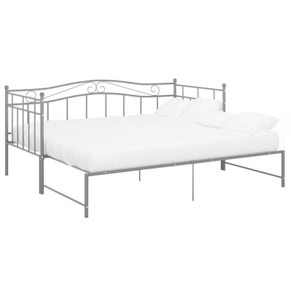 vidaXL Pull-out Sofa Bed Frame without Mattress Grey Metal 90x200 cm