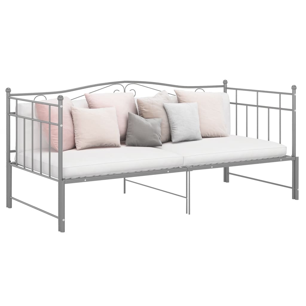 vidaXL Pull-out Sofa Bed Frame without Mattress Grey Metal 90x200 cm