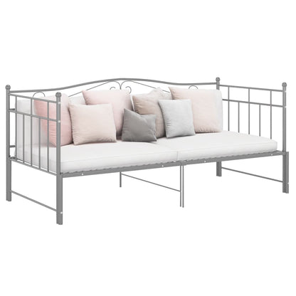 vidaXL Pull-out Sofa Bed Frame without Mattress Grey Metal 90x200 cm