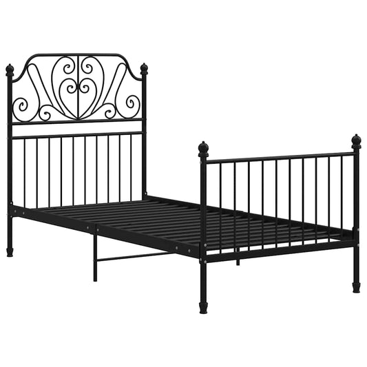 vidaXL Bed Frame without Mattress Black Metal 90x200 cm