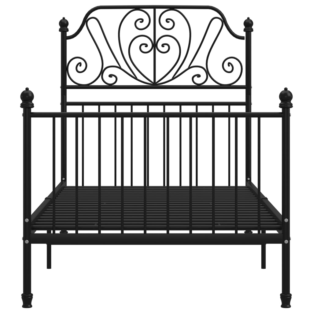vidaXL Bed Frame without Mattress Black Metal 90x200 cm