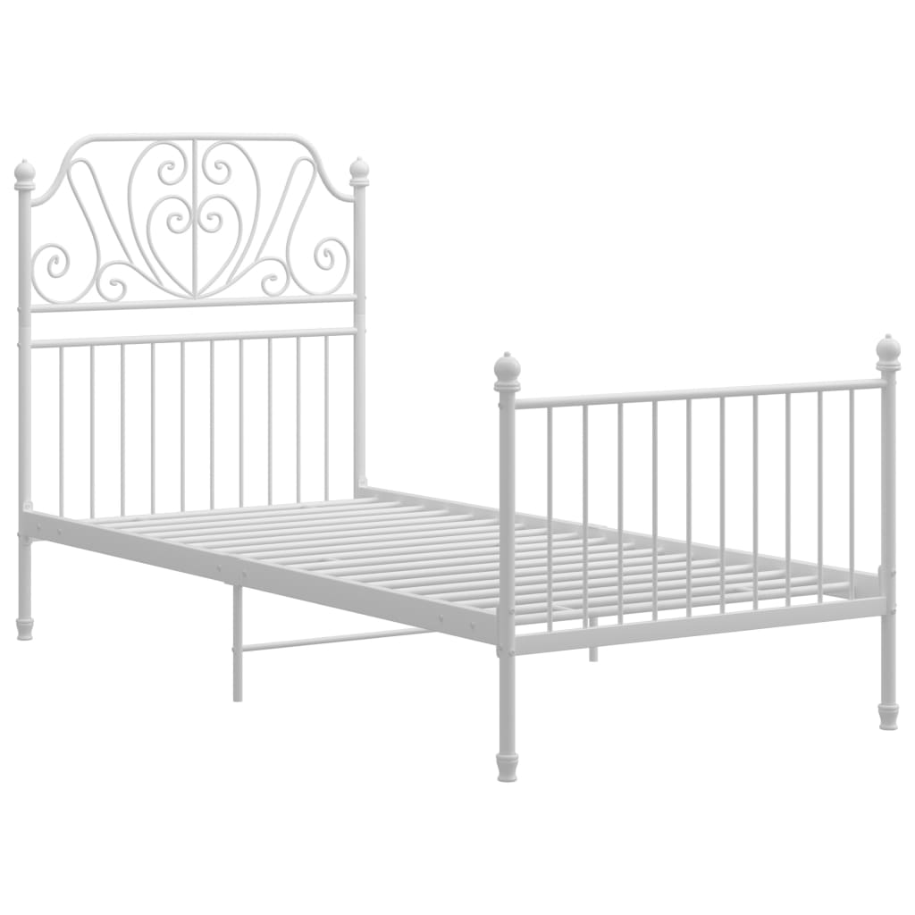 vidaXL Bed Frame | White | Powder-coated metal | Single | Durable | Bed Frame