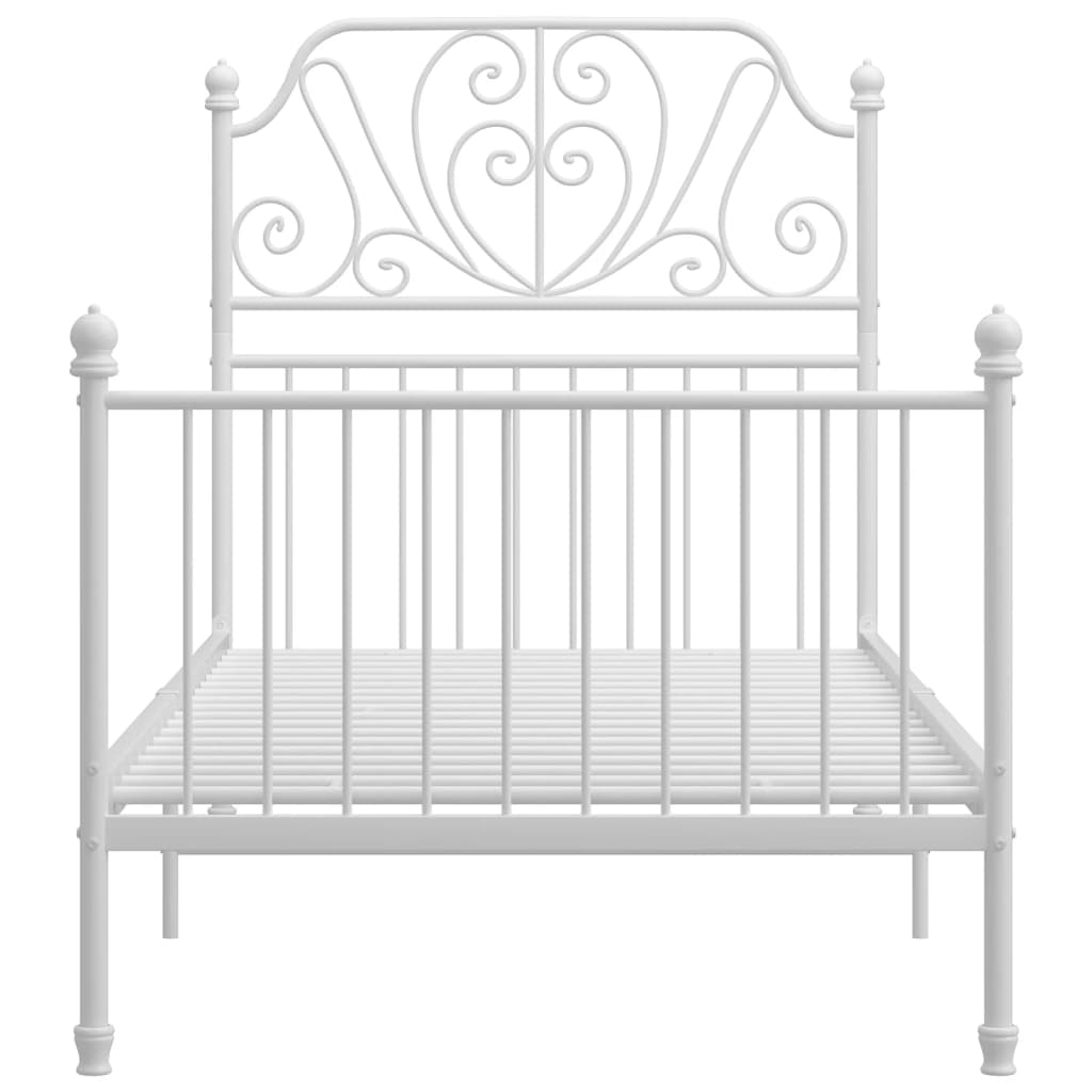 vidaXL Bed Frame without Mattress White Metal 90x200 cm