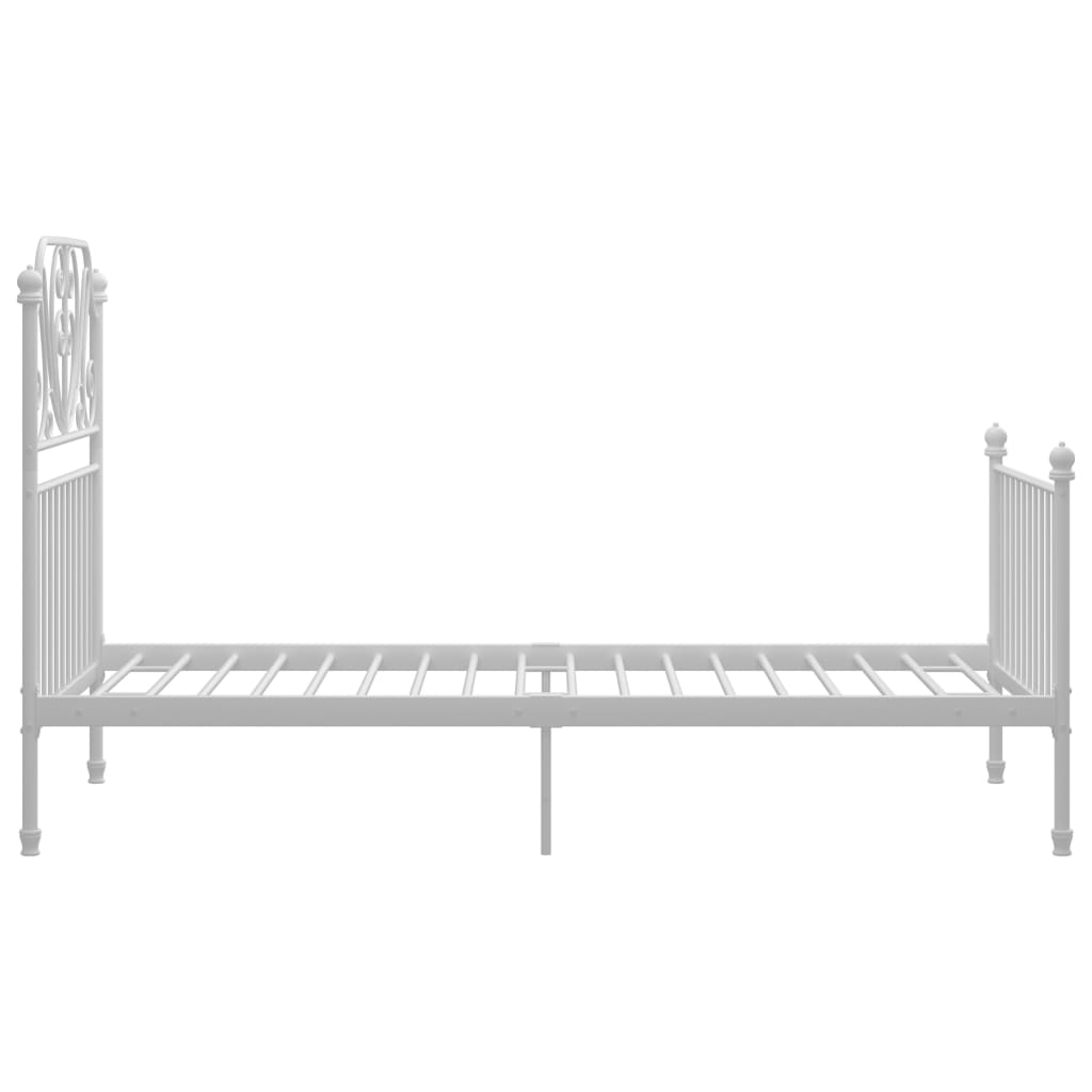 vidaXL Bed Frame | White | Powder-coated metal | Single | Durable | Bed Frame