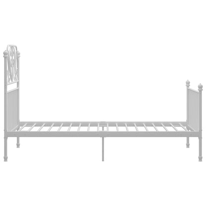 vidaXL Bed Frame | White | Powder-coated metal | Single | Durable | Bed Frame