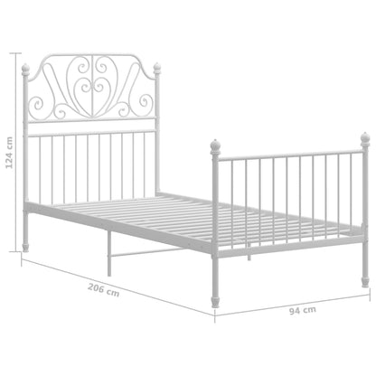 vidaXL Bed Frame | White | Powder-coated metal | Single | Durable | Bed Frame