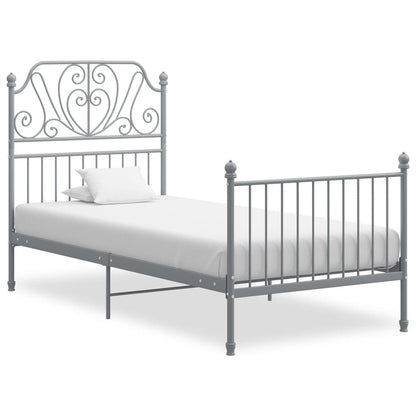 vidaXL Bed Frame | Grey | Powder-coated metal | Single | Durable | Bed Frame