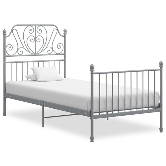 vidaXL Bed Frame | Grey | Powder-coated metal | Single | Durable | Bed Frame