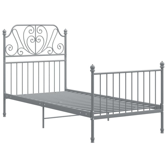 vidaXL Bed Frame | Grey | Powder-coated metal | Single | Durable | Bed Frame