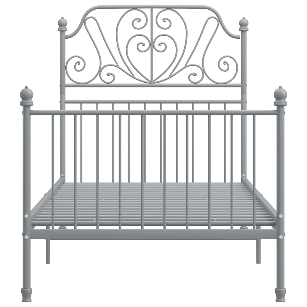 vidaXL Bed Frame without Mattress Grey Metal 90x200 cm