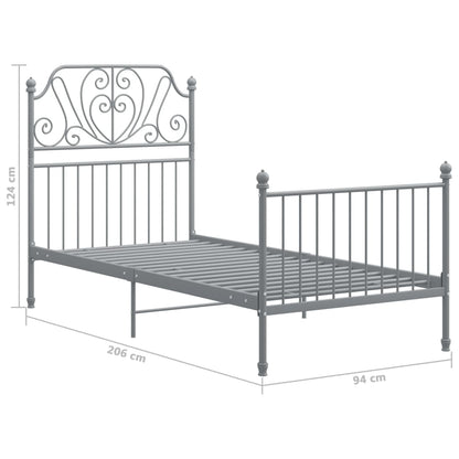 vidaXL Bed Frame | Grey | Powder-coated metal | Single | Durable | Bed Frame