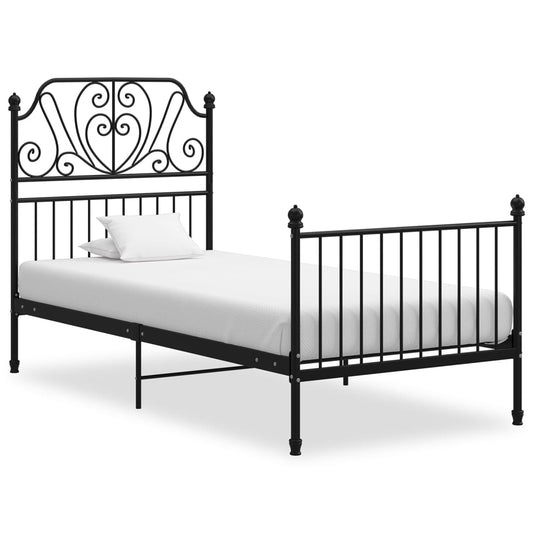 vidaXL Bed Frame | Black | Powder-coated metal | Single |  Durable  | Bed Frame