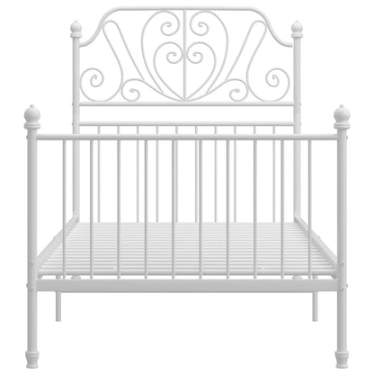 vidaXL Bed Frame without Mattress White Metal 100x200 cm