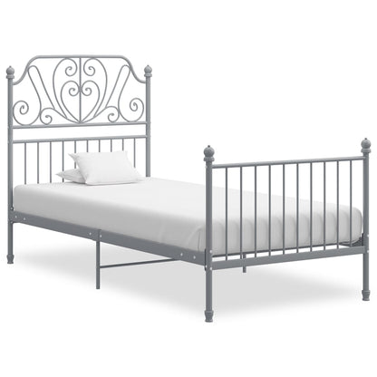 vidaXL Bed Frame | Grey | Powder-coated metal | Single | Durable | Bed Frame