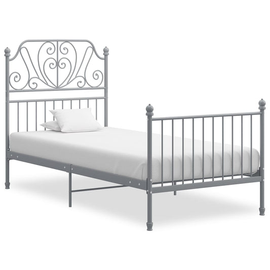 vidaXL Bed Frame | Grey | Powder-coated metal | Single | Durable | Bed Frame